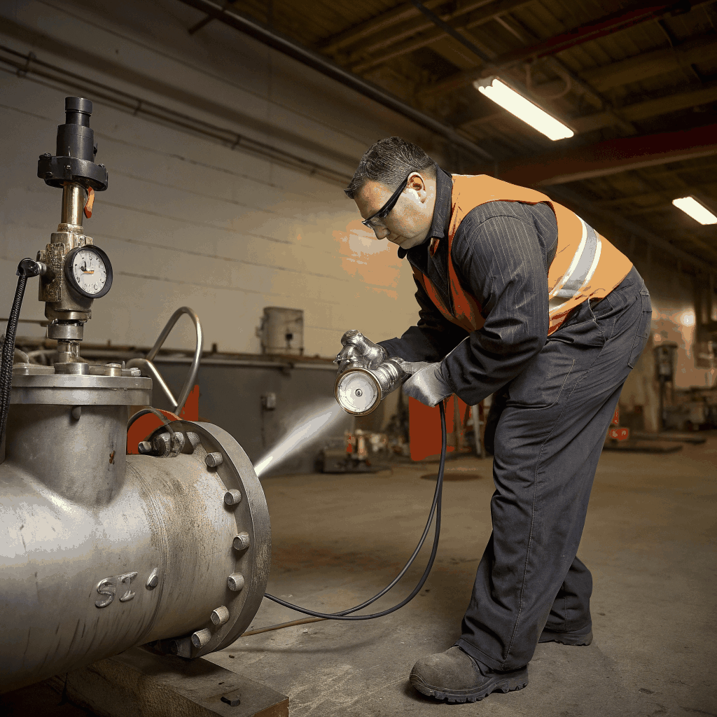 Technicien effectuant l'entretien d'une chaudière